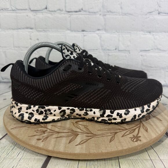 Brooks Shoes - Brooks Revel 5 Women Size 9.5 Black Snow Leopard Running Gym Shoes